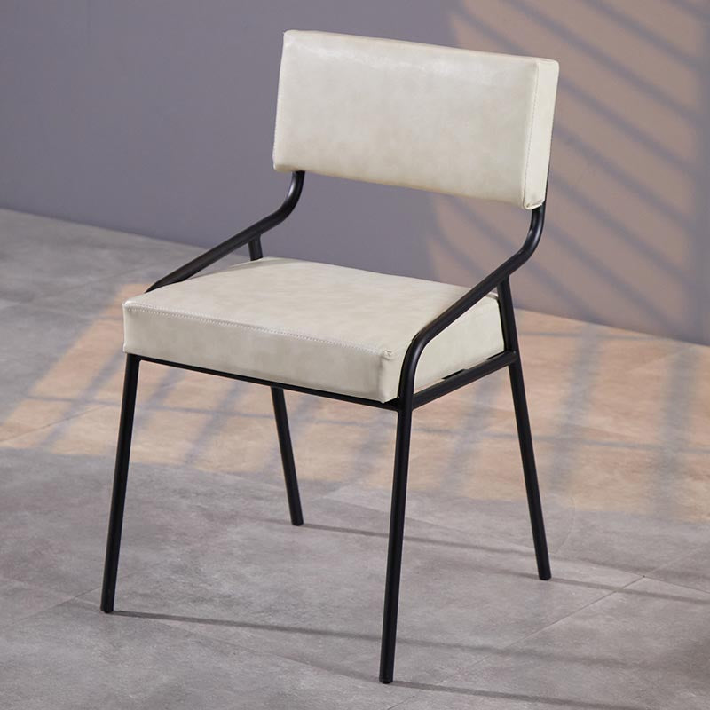 Upholstered Open Back Side Chair Industrial Leather Dining Chair