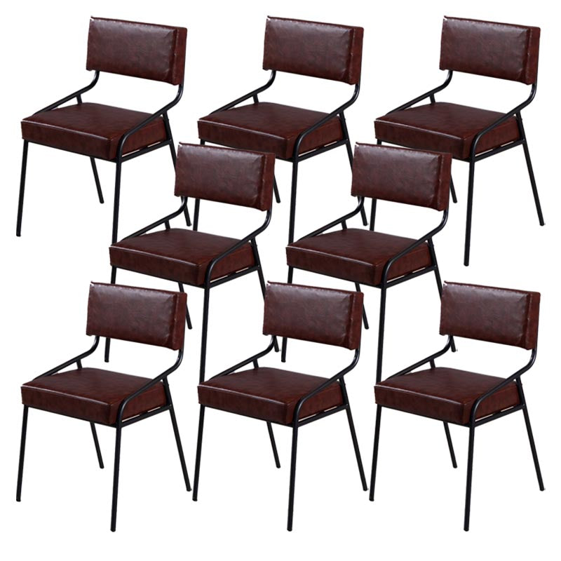 Upholstered Open Back Side Chair Industrial Leather Dining Chair