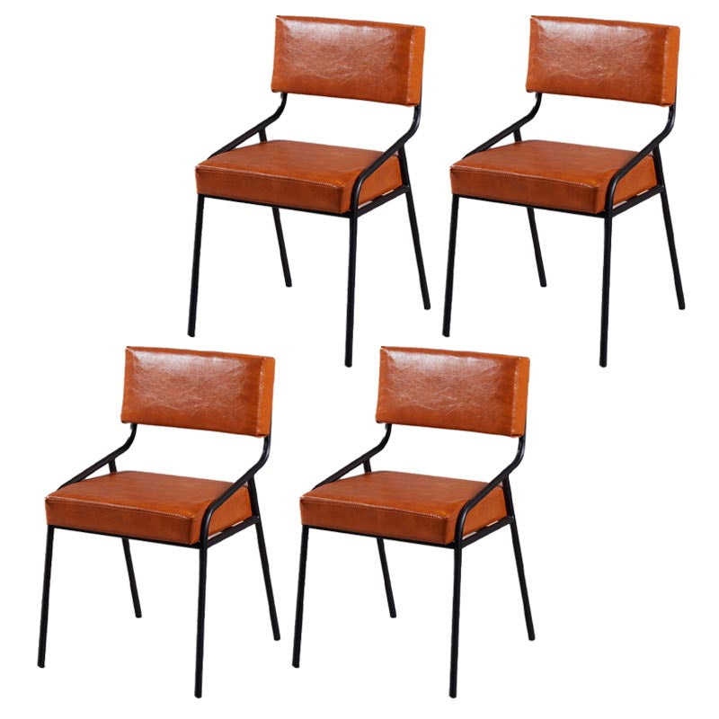 Upholstered Open Back Side Chair Industrial Leather Dining Chair