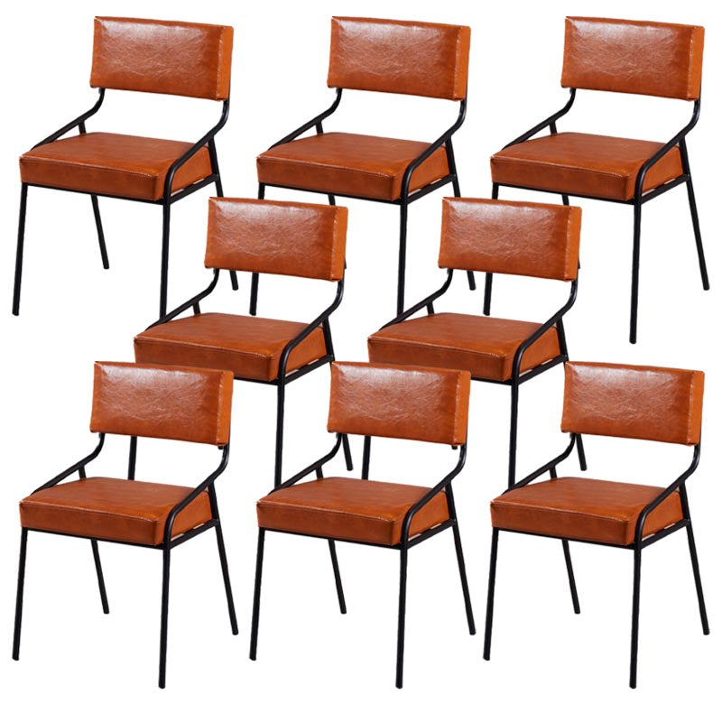 Upholstered Open Back Side Chair Industrial Leather Dining Chair