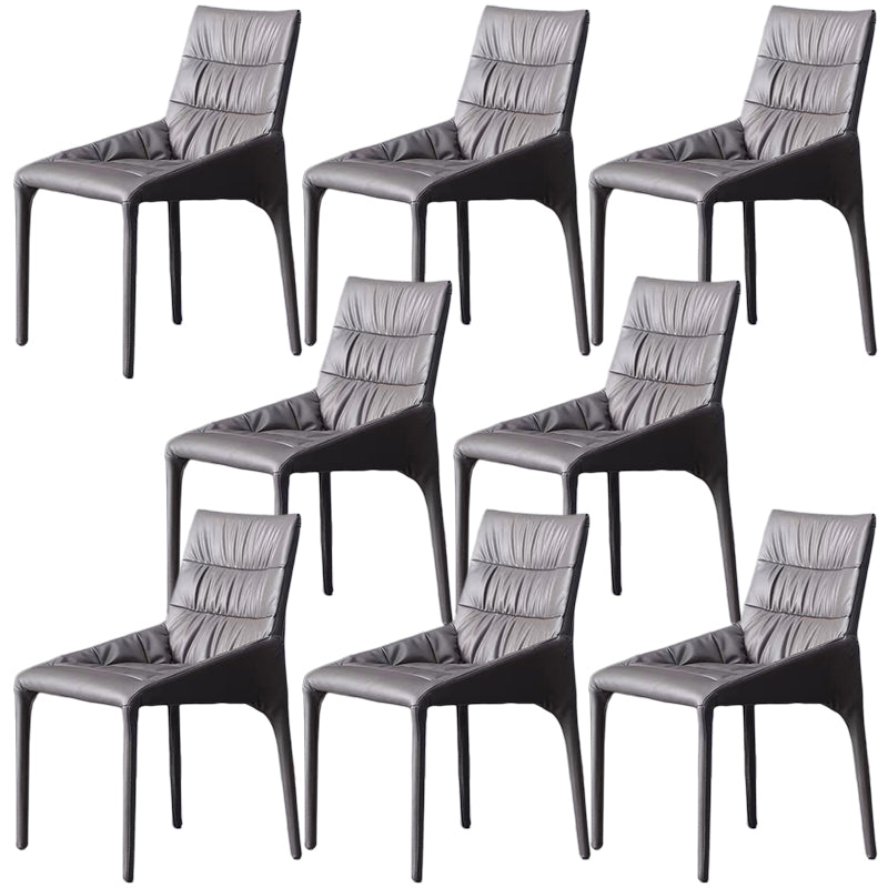 Contemporary Steel Dining Chair Parsons Furniture in Matte Finish for Home