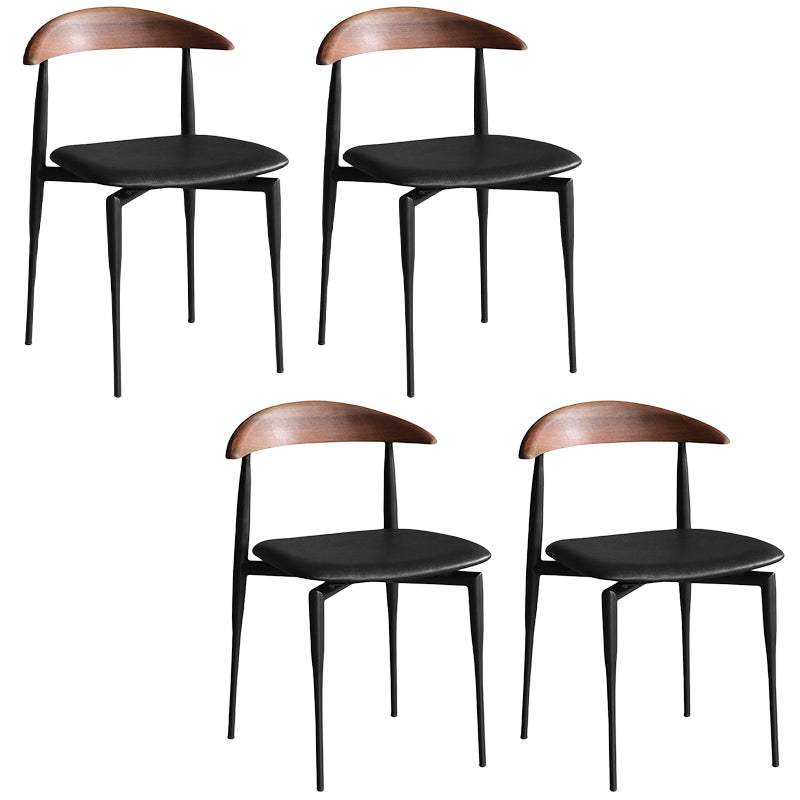 Armless Dining Chairs Contemporary Open Back Dining Side Furniture in Matte Finish