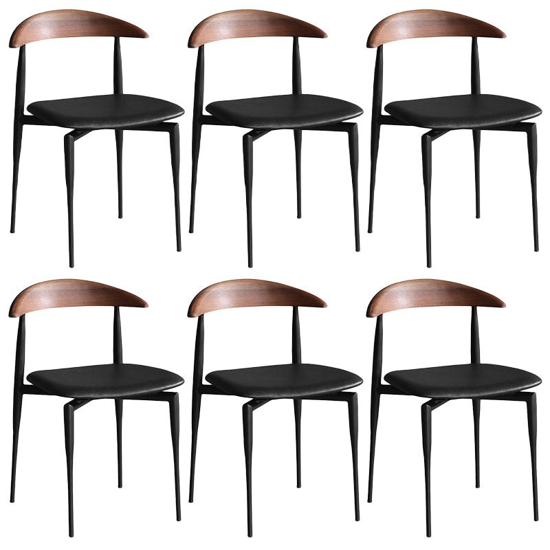 Armless Dining Chairs Contemporary Open Back Dining Side Furniture in Matte Finish