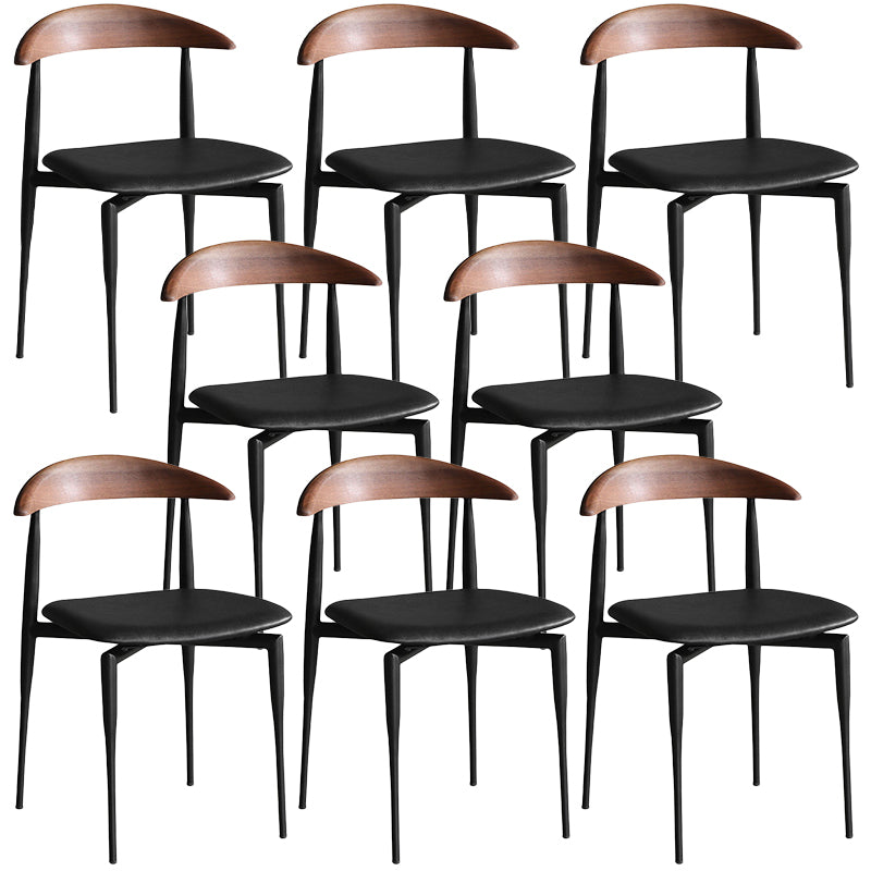 Armless Dining Chairs Contemporary Open Back Dining Side Furniture in Matte Finish