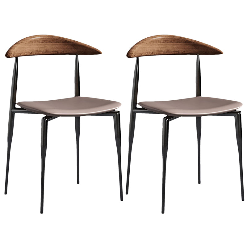 Armless Dining Chairs Contemporary Open Back Dining Side Furniture in Matte Finish