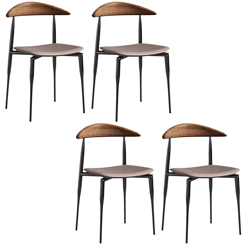 Armless Dining Chairs Contemporary Open Back Dining Side Furniture in Matte Finish