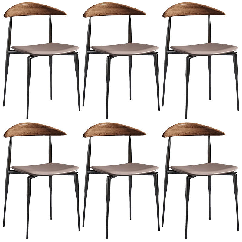 Armless Dining Chairs Contemporary Open Back Dining Side Furniture in Matte Finish