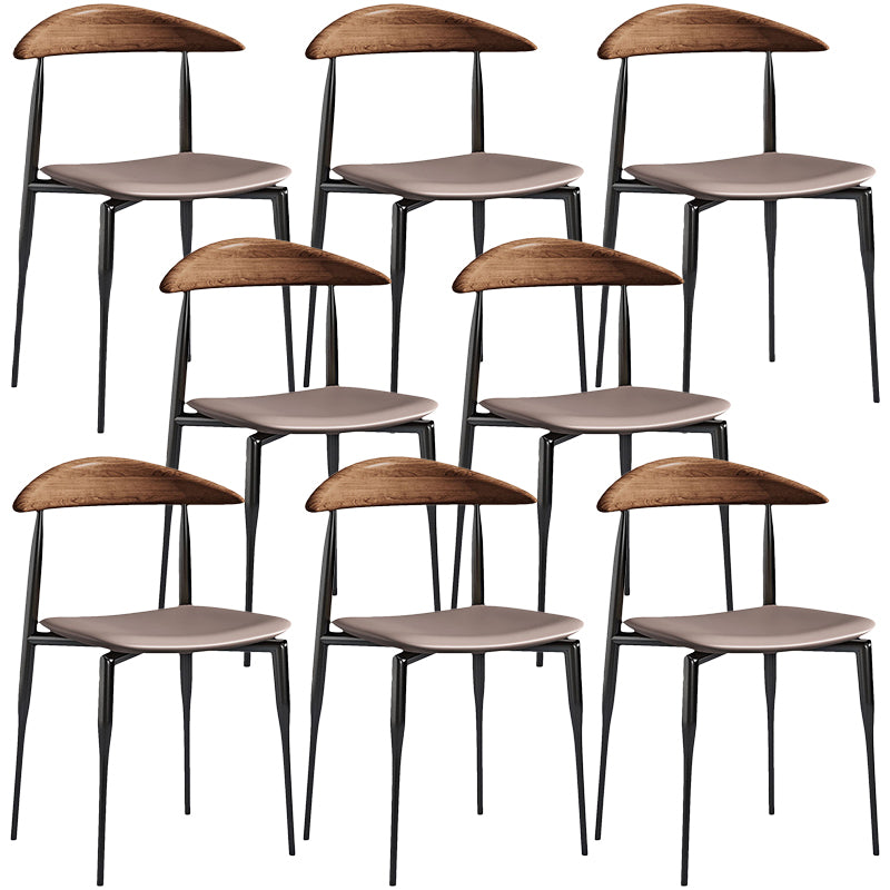 Armless Dining Chairs Contemporary Open Back Dining Side Furniture in Matte Finish