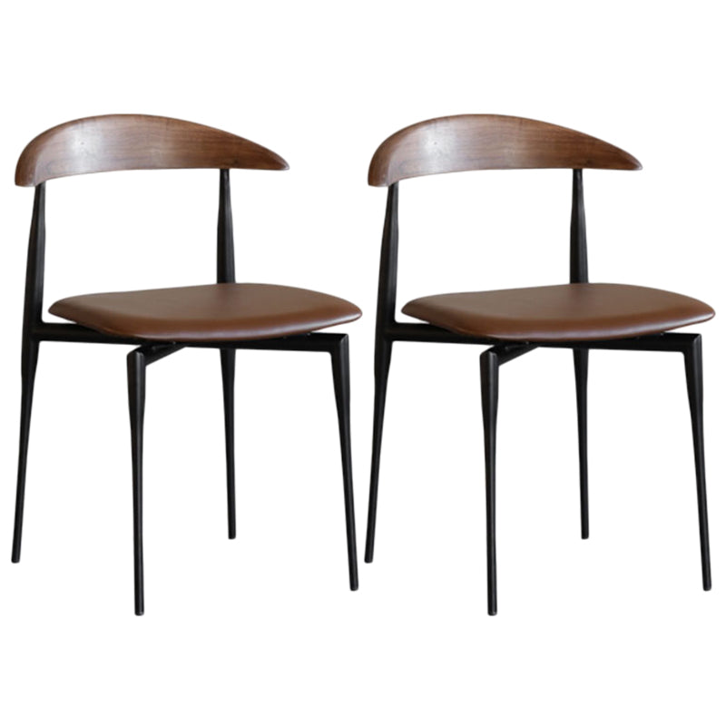 Armless Dining Chairs Contemporary Open Back Dining Side Furniture in Matte Finish