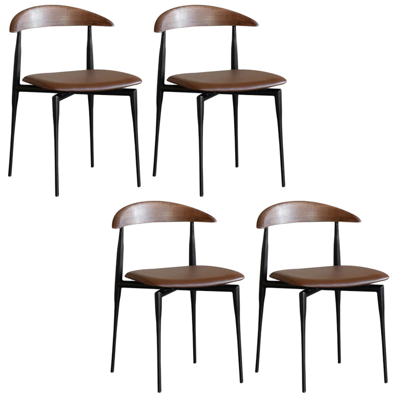 Armless Dining Chairs Contemporary Open Back Dining Side Furniture in Matte Finish