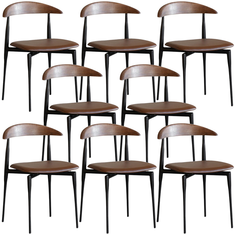 Armless Dining Chairs Contemporary Open Back Dining Side Furniture in Matte Finish