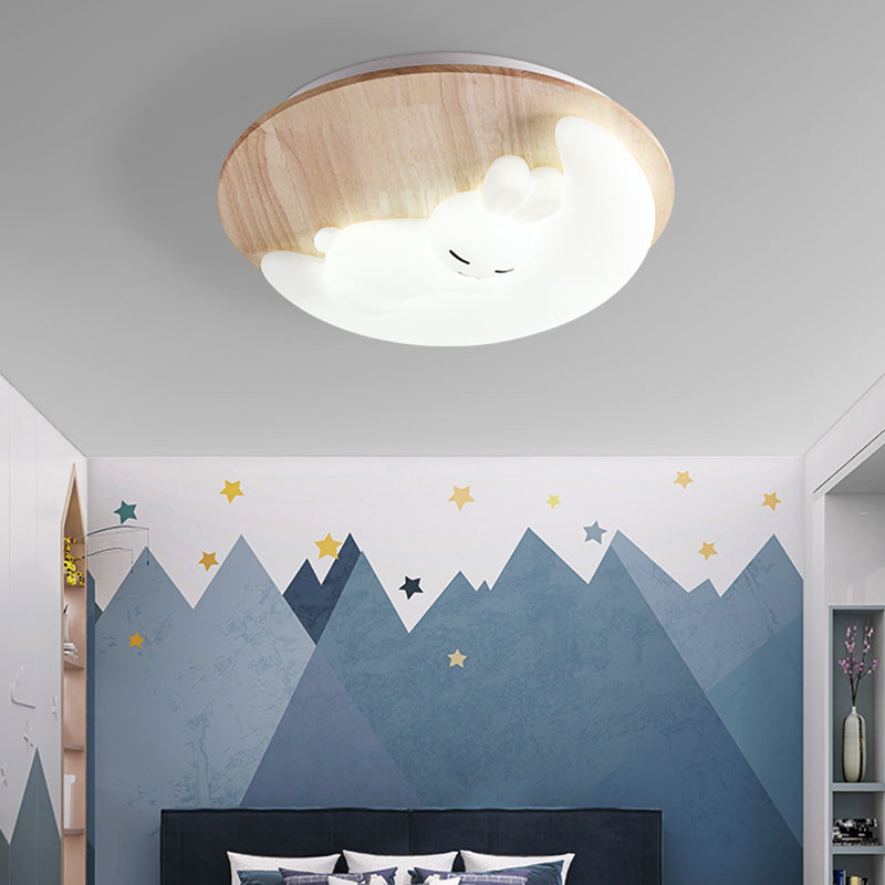 Close to Ceiling Lighting Simple Style LED Wooden Close to Ceiling Lamp