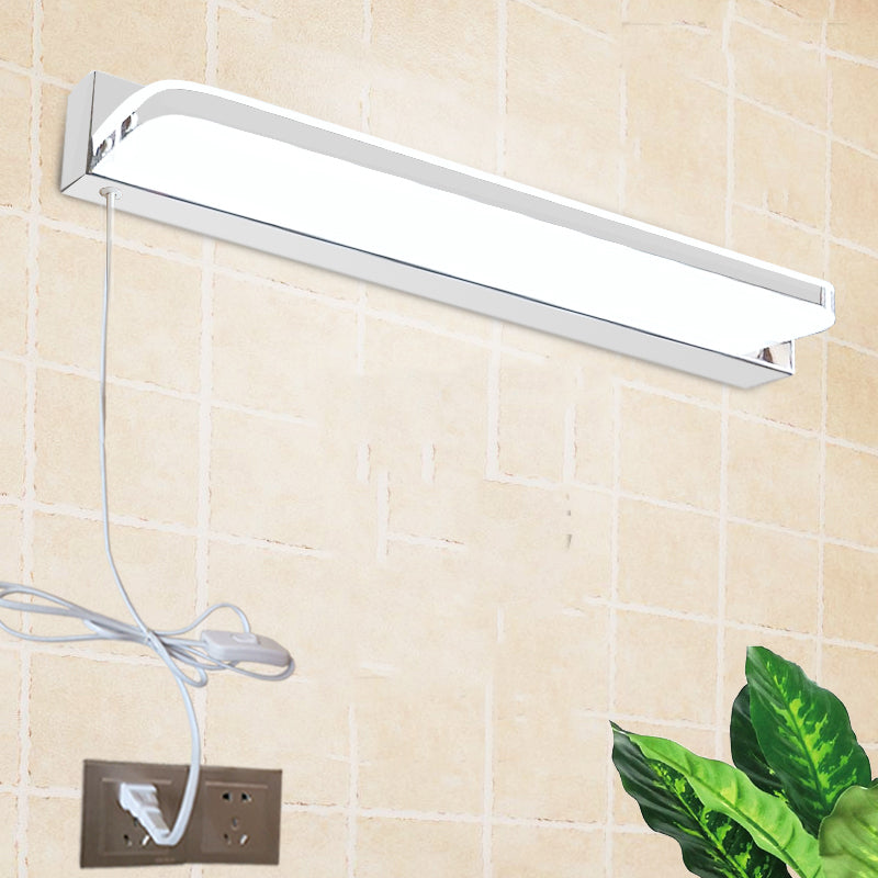 Modern Style Linear Wall Vanity Light Metal 1-Light LED Vanity Light Strip in Sliver