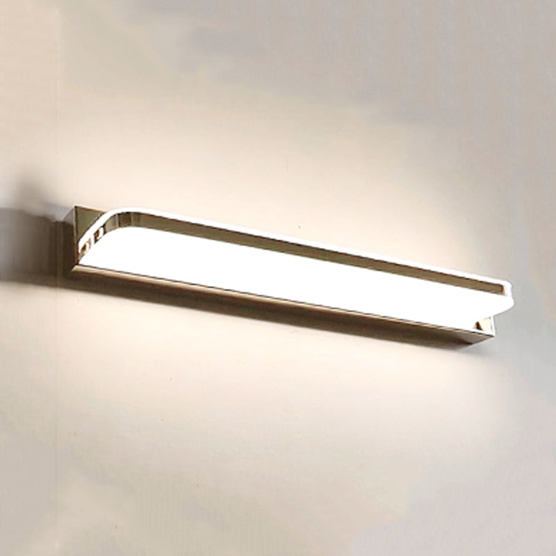 Modern Style Linear Wall Vanity Light Metal 1-Light LED Vanity Light Strip in Sliver