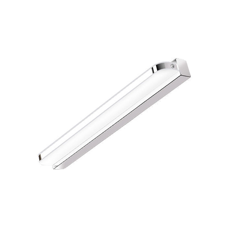 Modern Linear Wall Light Fixture Metal 1 Light LED Mirror Light in Silver