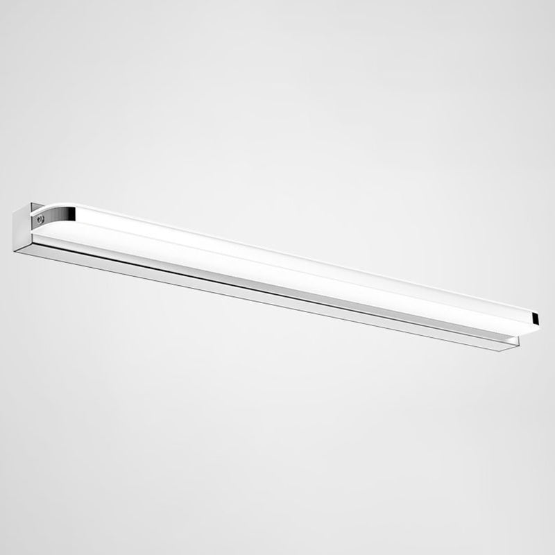 Modern Linear Wall Light Fixture Metal 1 Light LED Mirror Light in Silver