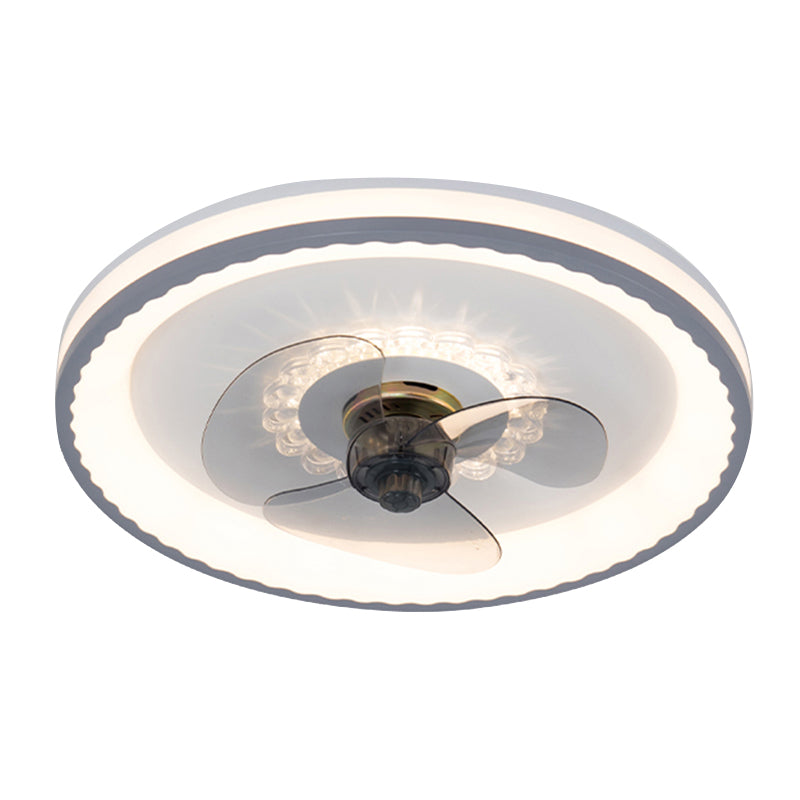 Nordic Style Iron Ceiling Fan Lamp Circle Ceiling Fan Light with Acrylic Shade for Bedroom