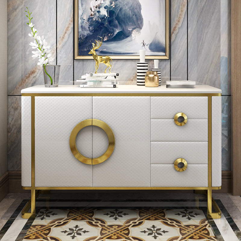 Stone Top Sideboard Glam Style Sideboard with Door for Kitchen