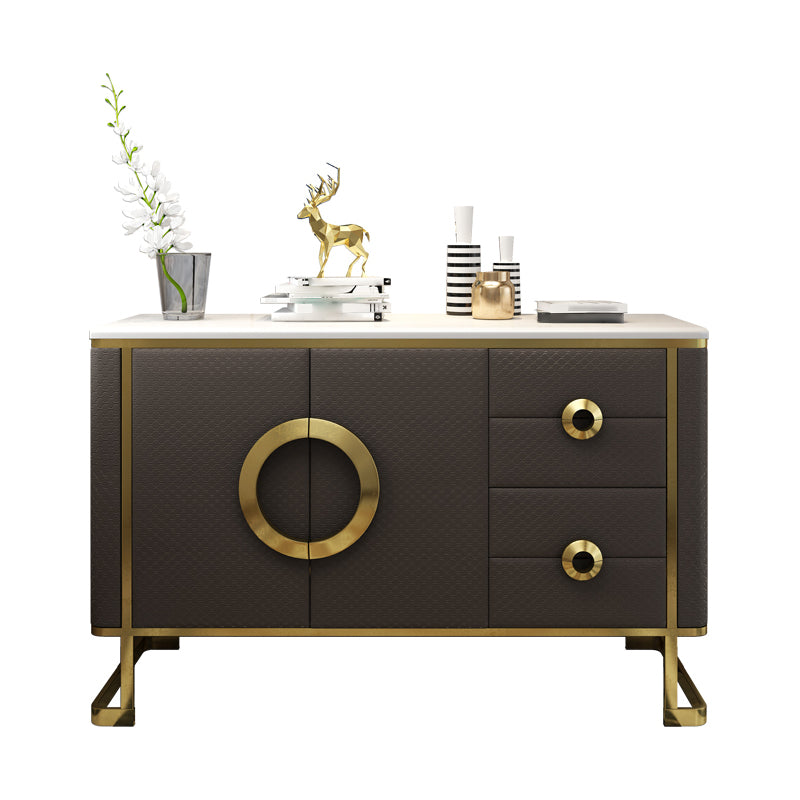 Stone Top Sideboard Glam Style Sideboard with Door for Kitchen