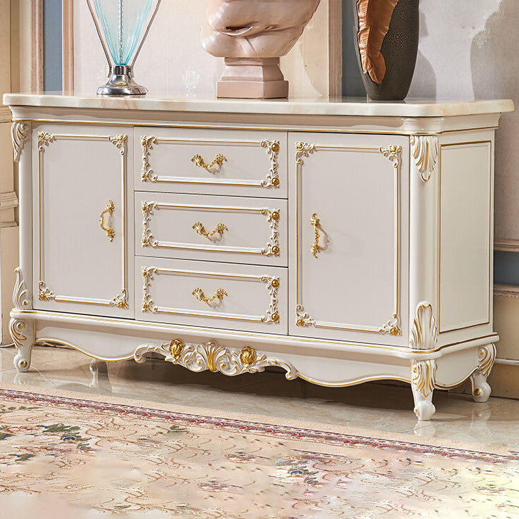 Glam Style 2-door Sideboard Stone Top Sideboard for Living Room