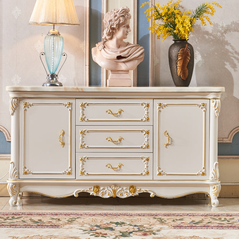 Glam Style 2-door Sideboard Stone Top Sideboard for Living Room