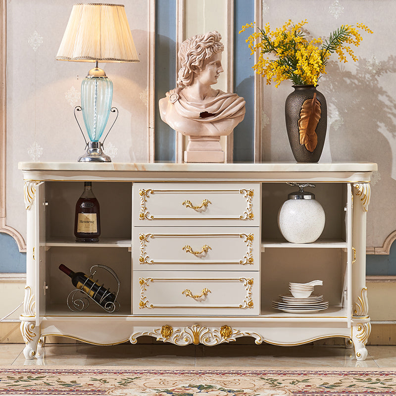 Glam Style 2-door Sideboard Stone Top Sideboard for Living Room