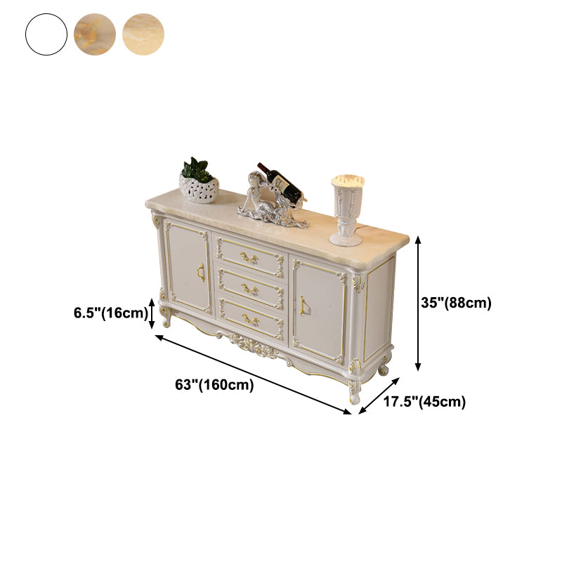 Glam Style 2-door Sideboard Stone Top Sideboard for Living Room