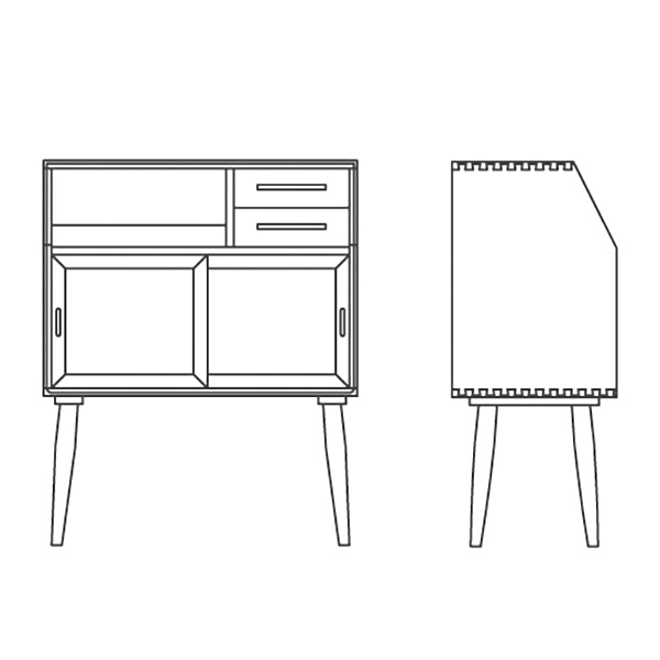 Modern Style Wood Sideboard 39-inch Height Glass Doors Cupboard for Living Room