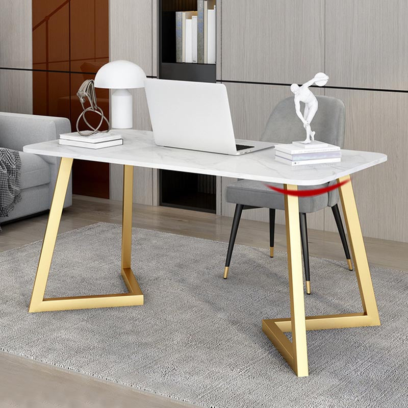 Industrial Rectangular Writing Desk Sintered Stone Top Desk for Home