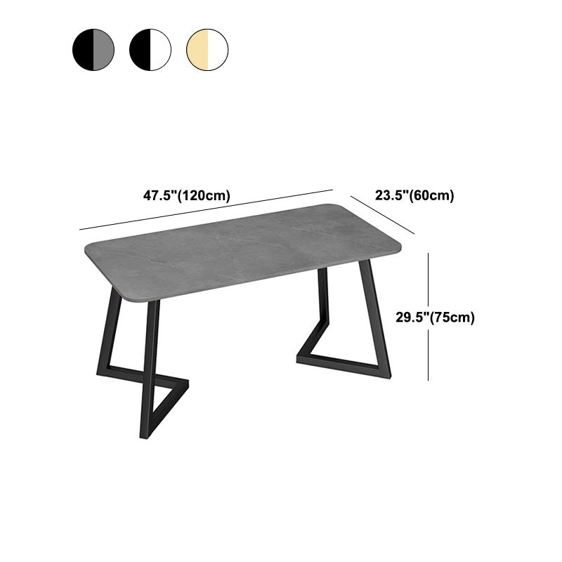 Industrial Rectangular Writing Desk Sintered Stone Top Desk for Home