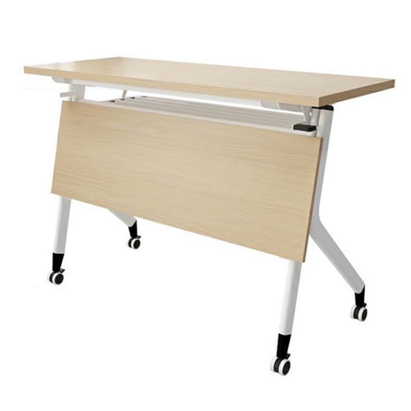 Natural Manufactured Wood Top Writing Desk Folding Rectangular Desk with Caster Wheels