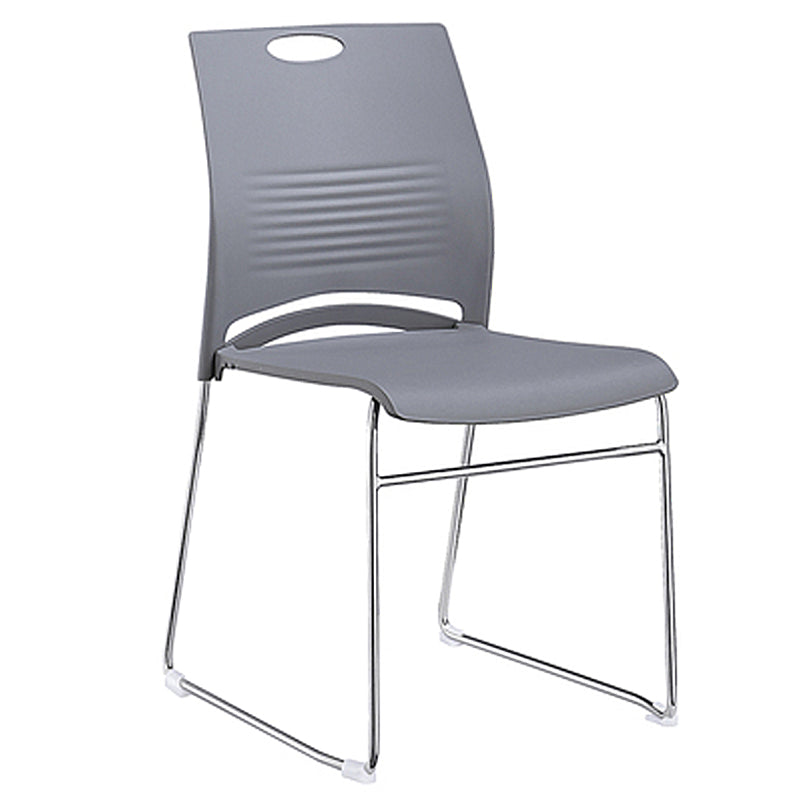 Contemporary Mid Back Office Chair Silver Steel Frame Armless Task Chair