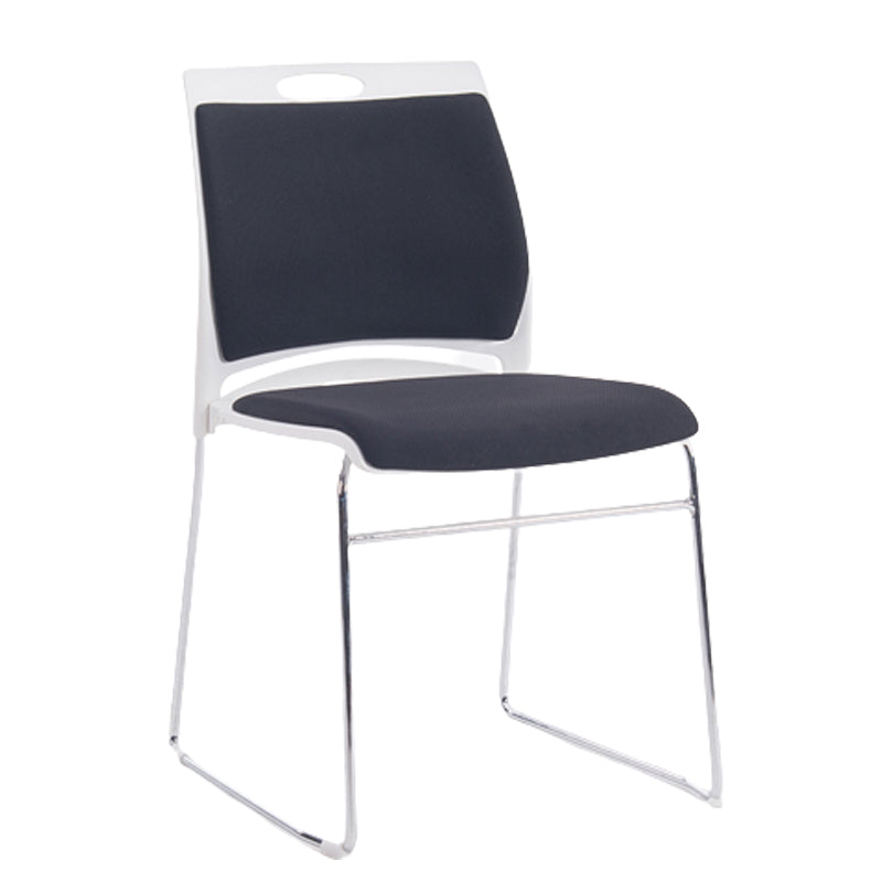 Contemporary Mid Back Office Chair Silver Steel Frame Armless Task Chair