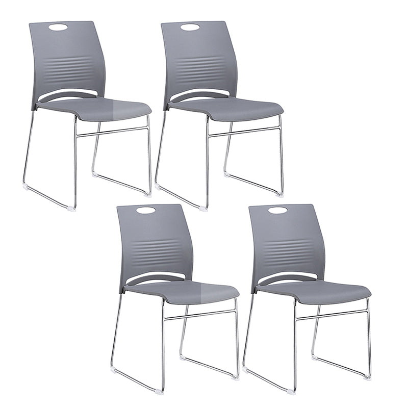 Contemporary Mid Back Office Chair Silver Steel Frame Armless Task Chair