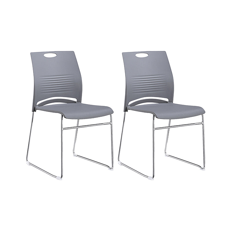 Low Back Armless Conference Chair Ergonomic Silver Steel Frame Chair