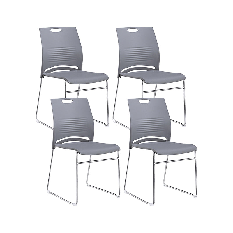 Low Back Armless Conference Chair Ergonomic Silver Steel Frame Chair