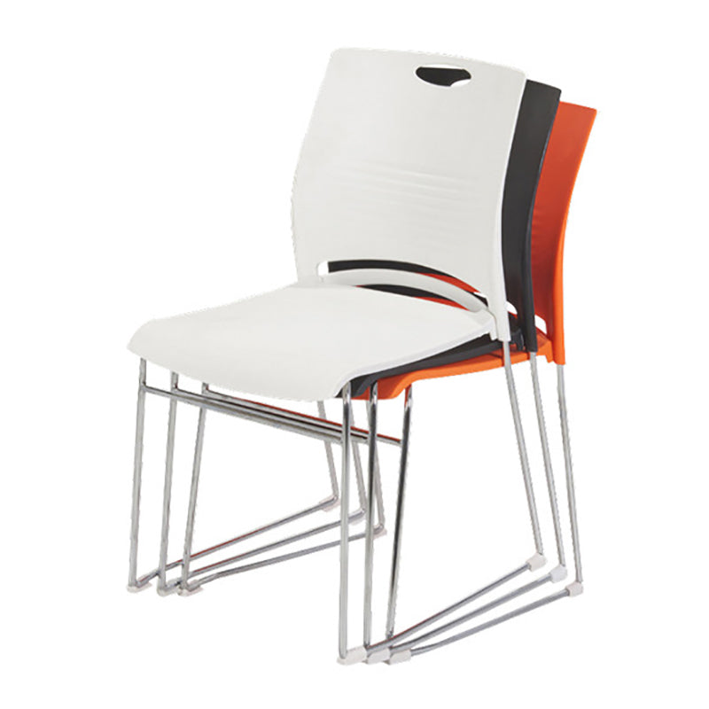 Low Back Armless Conference Chair Ergonomic Silver Steel Frame Chair