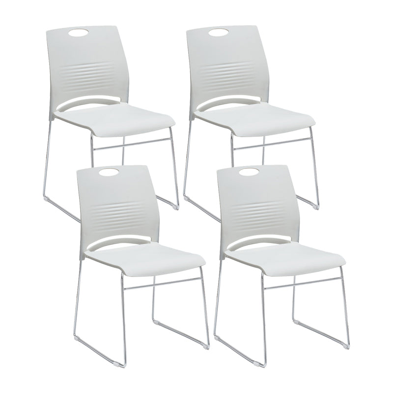 Low Back Armless Conference Chair Ergonomic Silver Steel Frame Chair