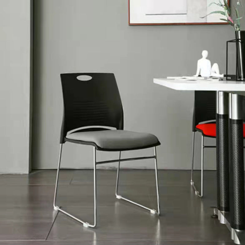 Low Back Armless Conference Chair Ergonomic Silver Steel Frame Chair