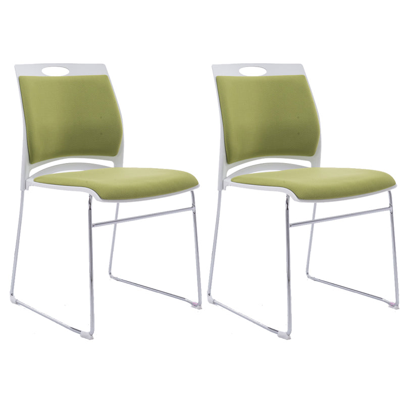 Low Back Armless Conference Chair Ergonomic Silver Steel Frame Chair