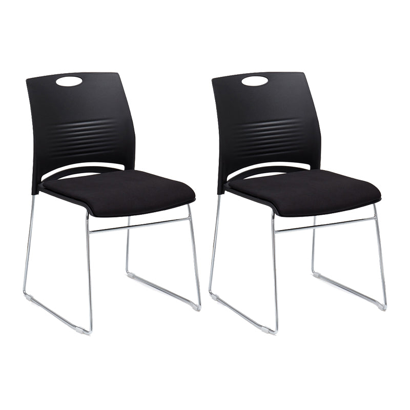 Low Back Armless Conference Chair Ergonomic Silver Steel Frame Chair