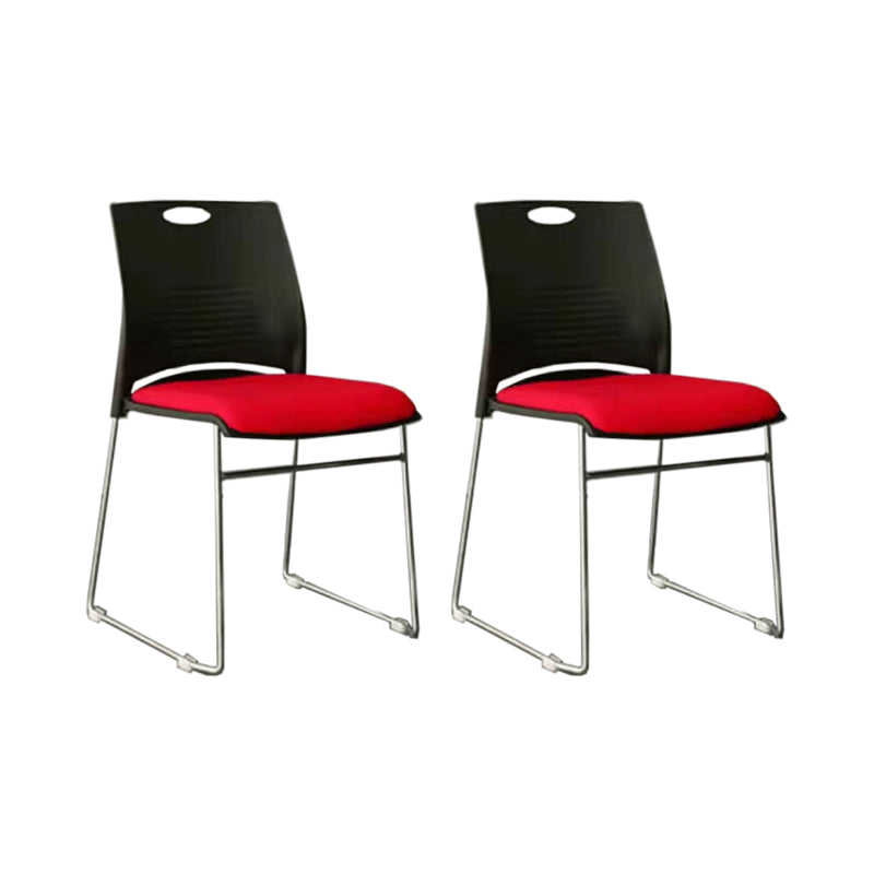 Low Back Armless Conference Chair Ergonomic Silver Steel Frame Chair