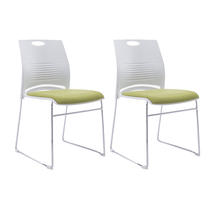 Low Back Armless Conference Chair Ergonomic Silver Steel Frame Chair