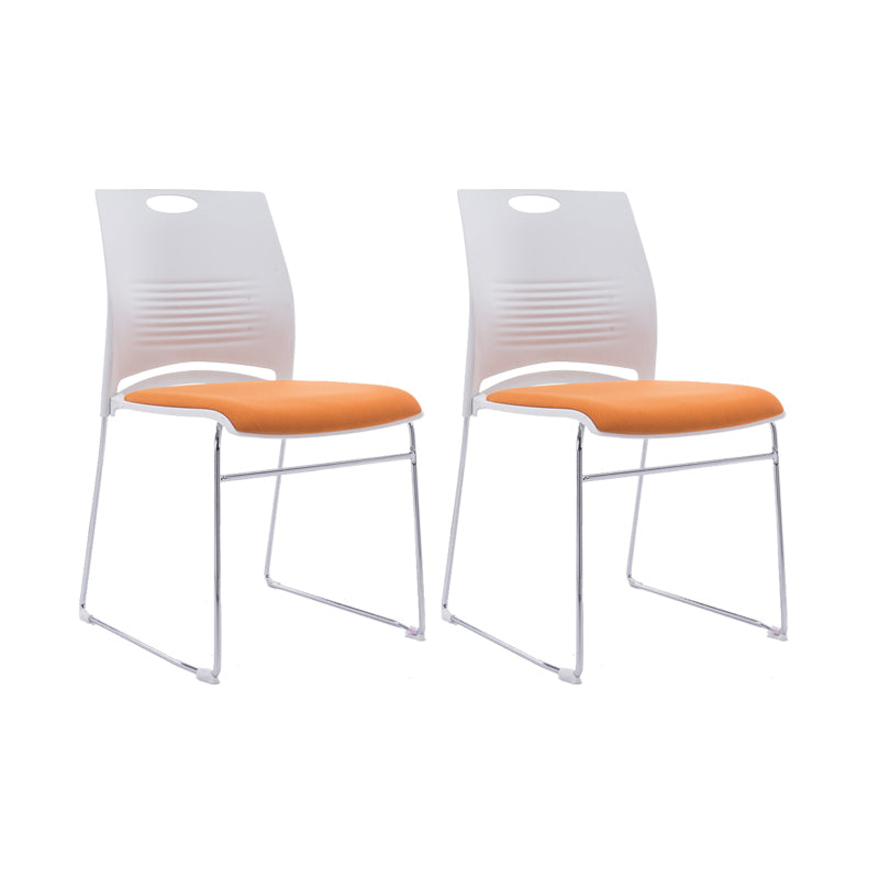 Low Back Armless Conference Chair Ergonomic Silver Steel Frame Chair