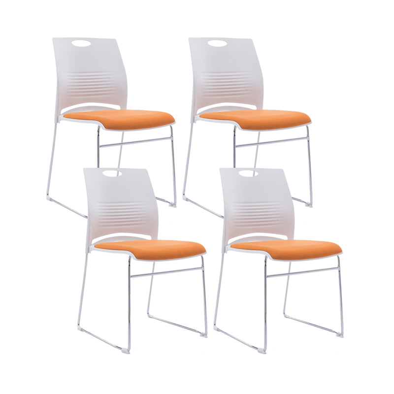 Low Back Armless Conference Chair Ergonomic Silver Steel Frame Chair