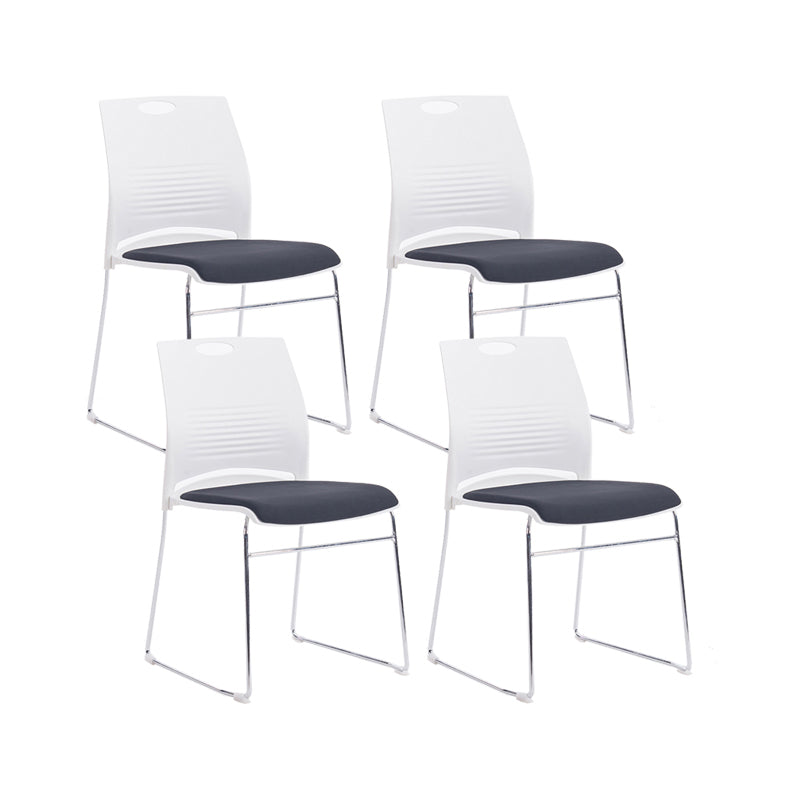 Low Back Armless Conference Chair Ergonomic Silver Steel Frame Chair