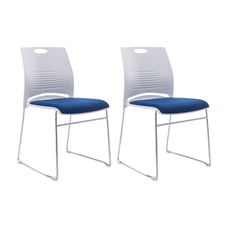 Low Back Armless Conference Chair Ergonomic Silver Steel Frame Chair