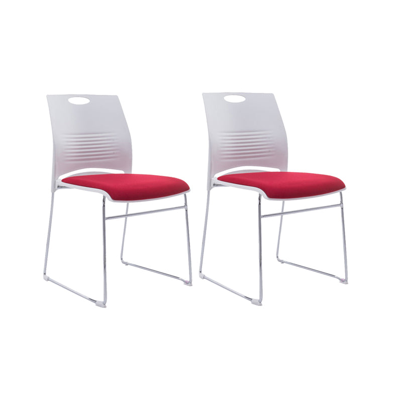 Low Back Armless Conference Chair Ergonomic Silver Steel Frame Chair