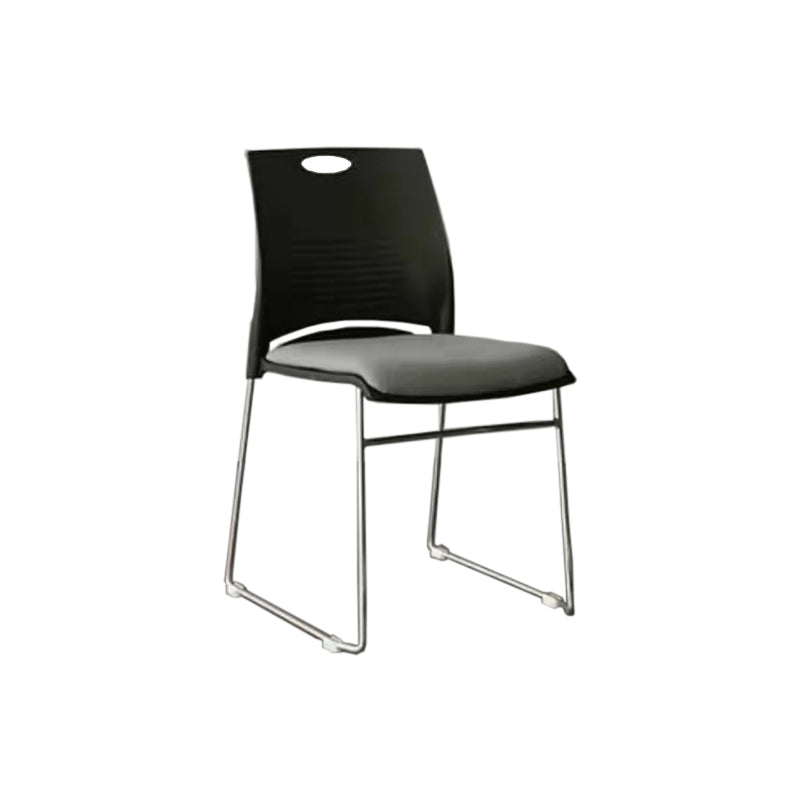 Low Back Armless Conference Chair Ergonomic Silver Steel Frame Chair