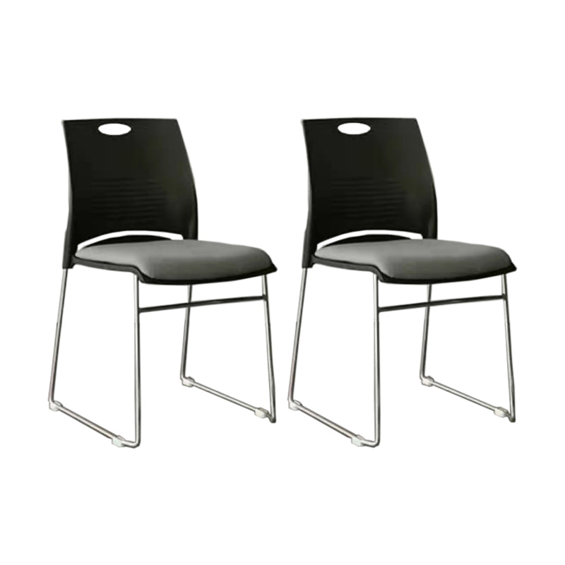 Low Back Armless Conference Chair Ergonomic Silver Steel Frame Chair